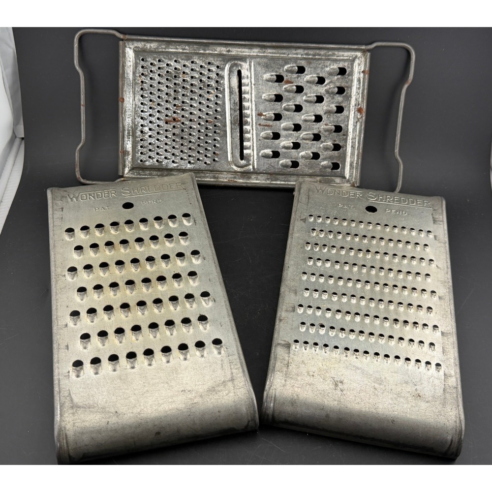 Vintage Wonder Shredder Grater Set & Made in Western Germany Metal Shredder: 3pc